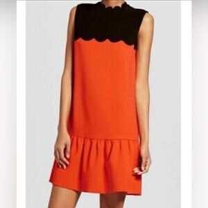Victoria Beckham for Target Orange Black Scallop Neck Colorblock Tunic Dress 3X